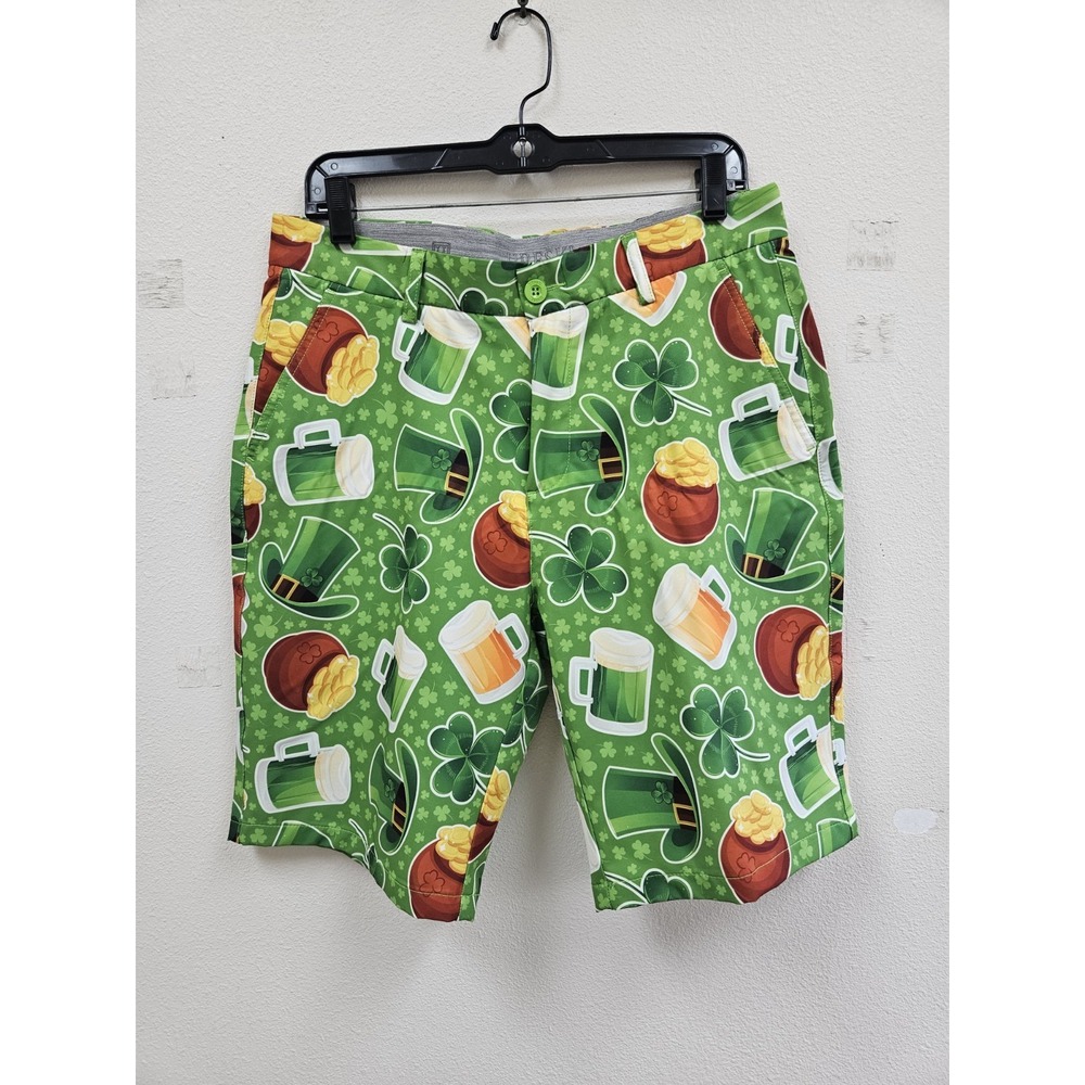 Golf Hreski Irish Shamrock Golf St Patties Luck Clover Day Shorts Size 32 Mens